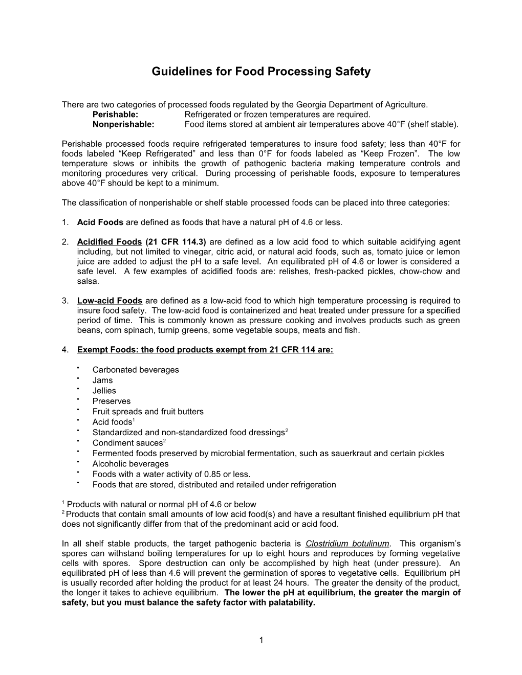 Guidelines for Food Processing Safety