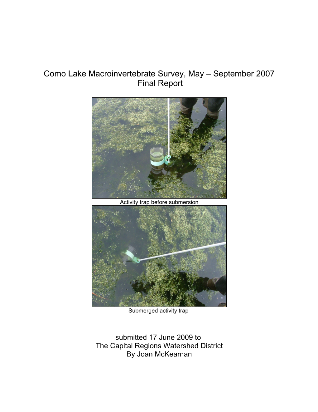 Como Lake Macroinvertebrate Survey, May September 2007