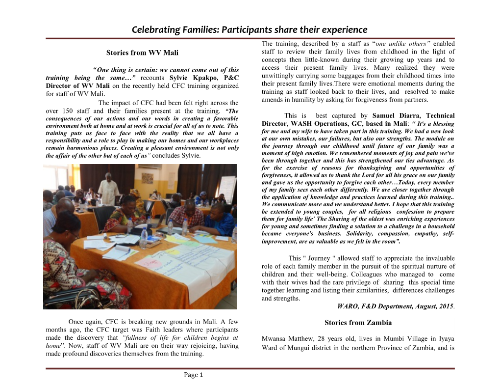 Celebrating Families: Participants Share Their Experience