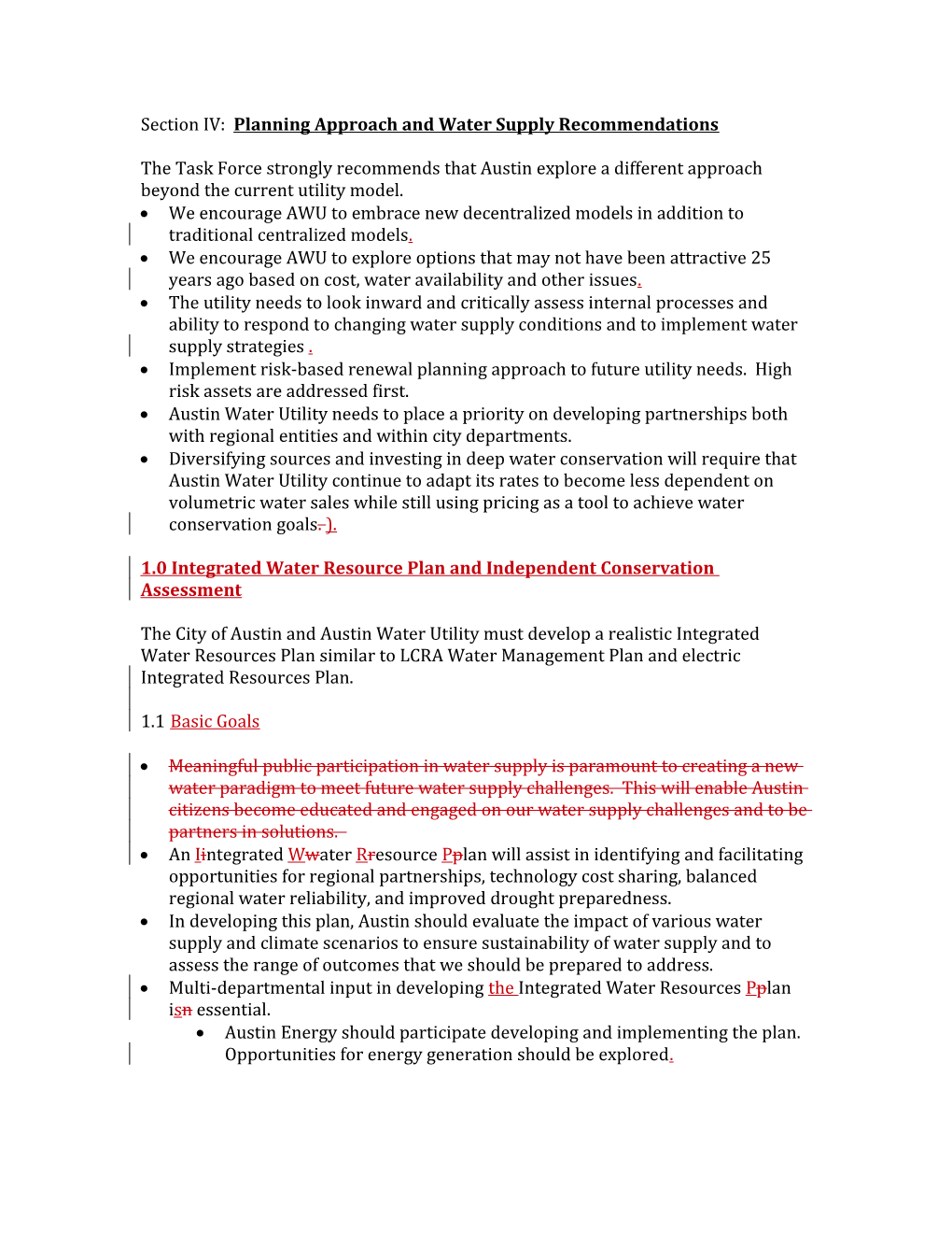 Section IV: Planning Approach and Water Supply Recommendations