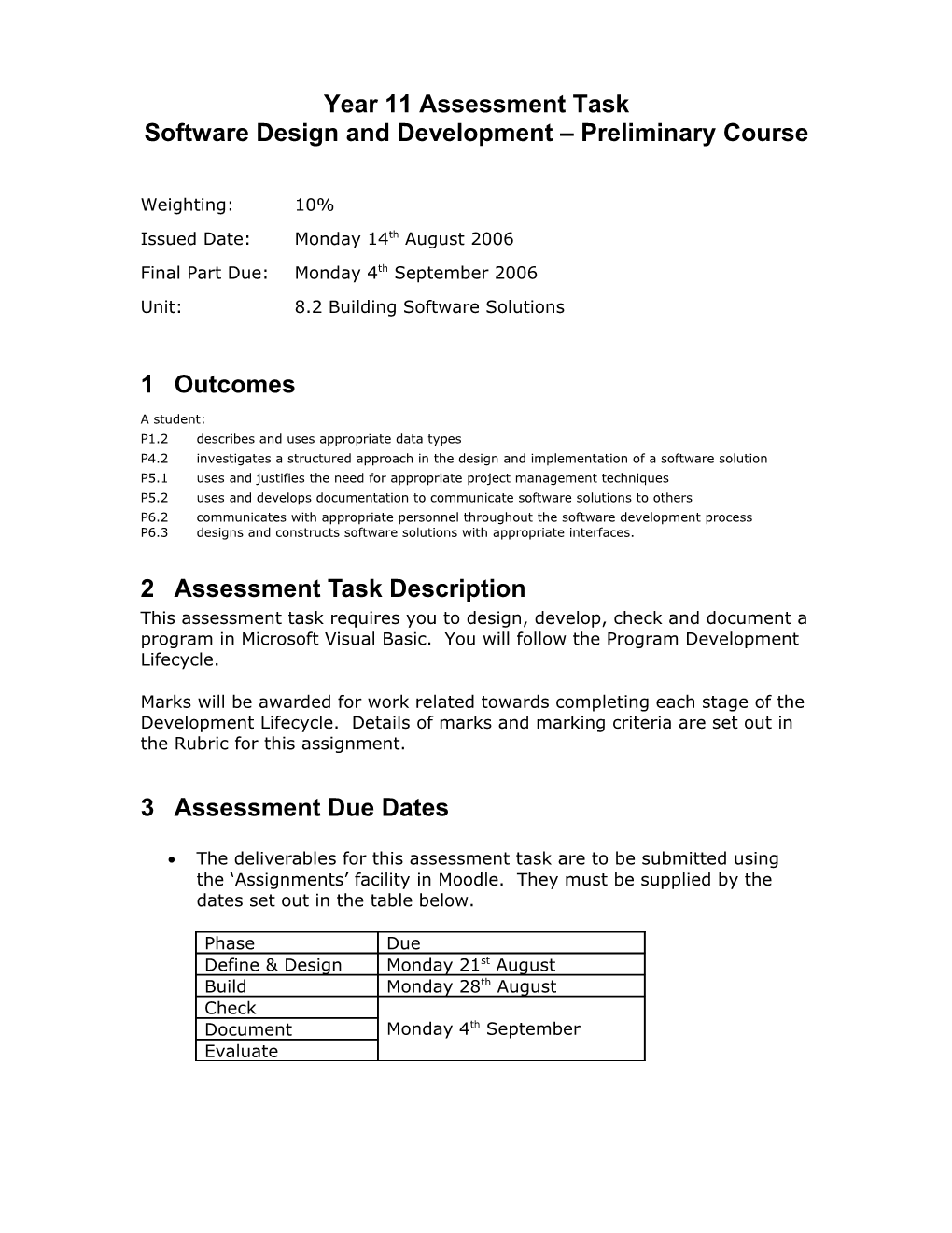 Year 11 Assessment Task