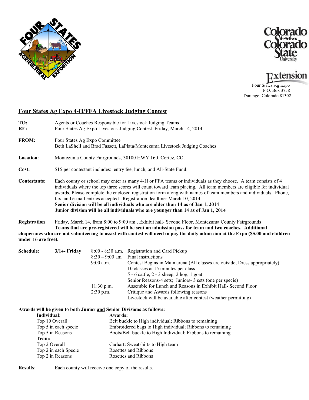 Four States Ag Expo 4-H/FFA Livestock Judging Contest