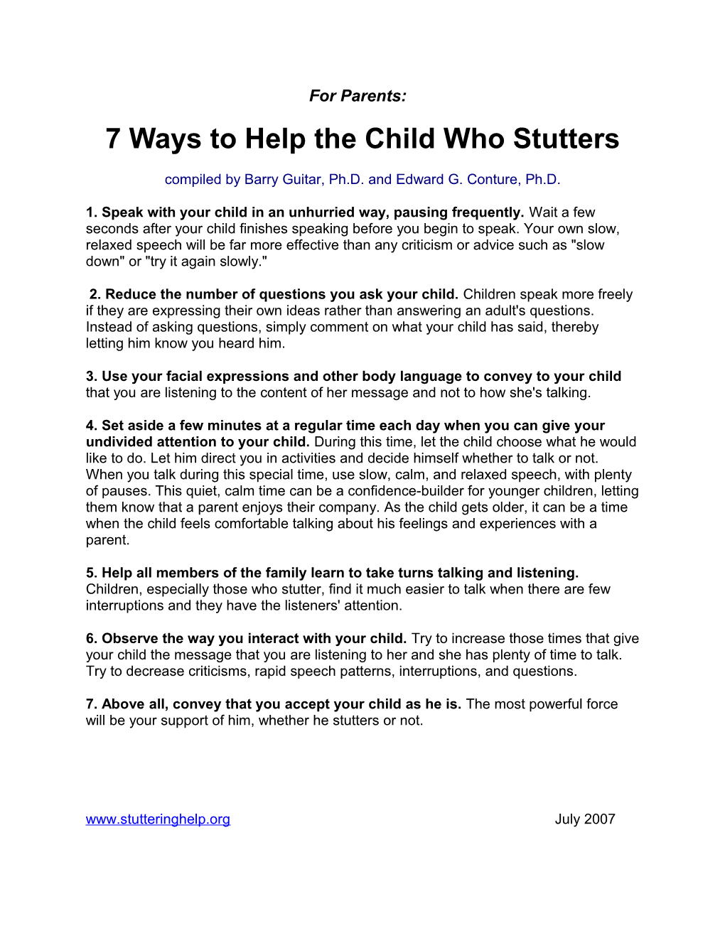 7 Ways to Help the Child Who Stutters