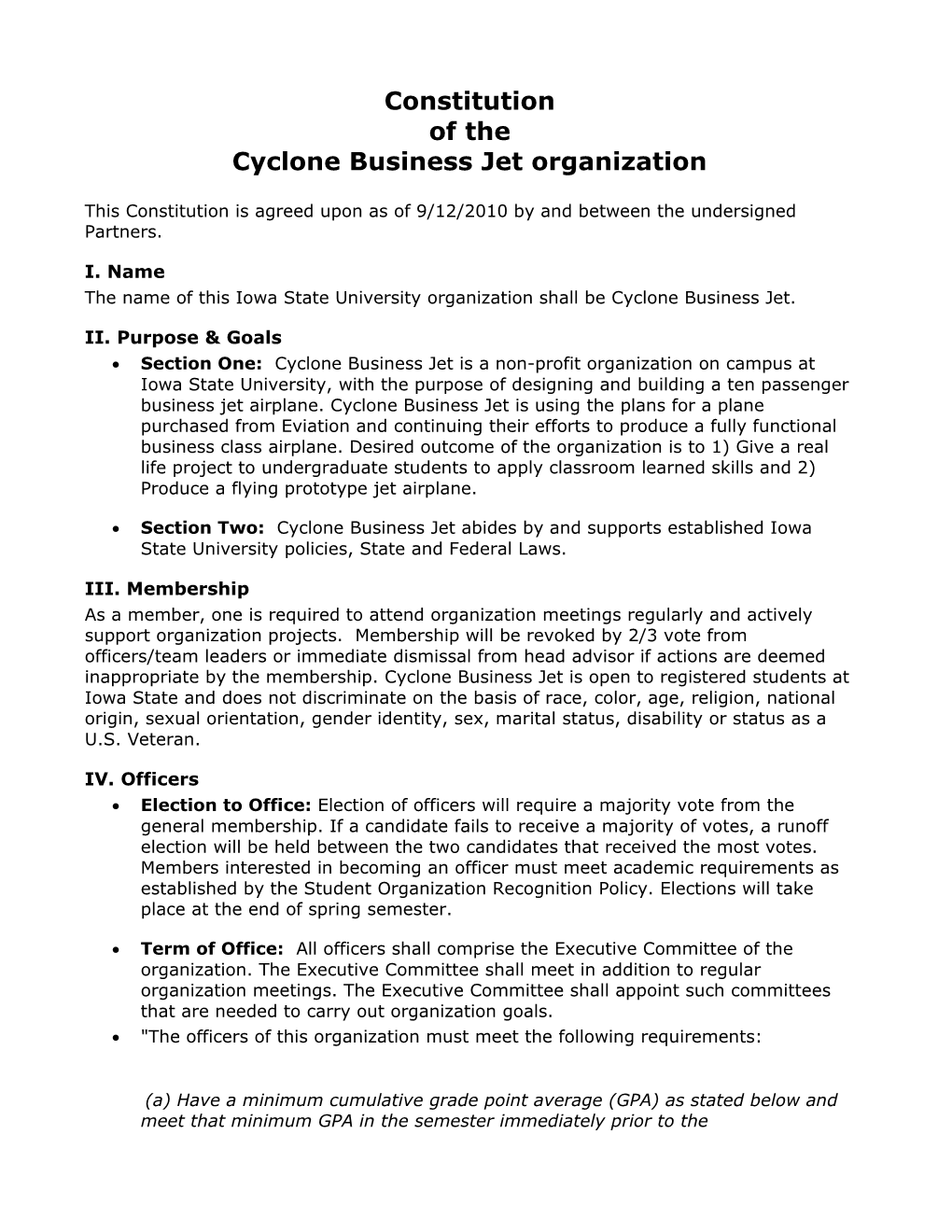 Cyclone Business Jet Organization