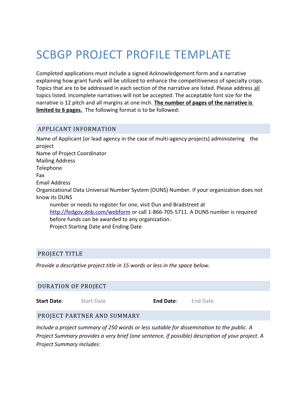 SCBGP Project Profile Template