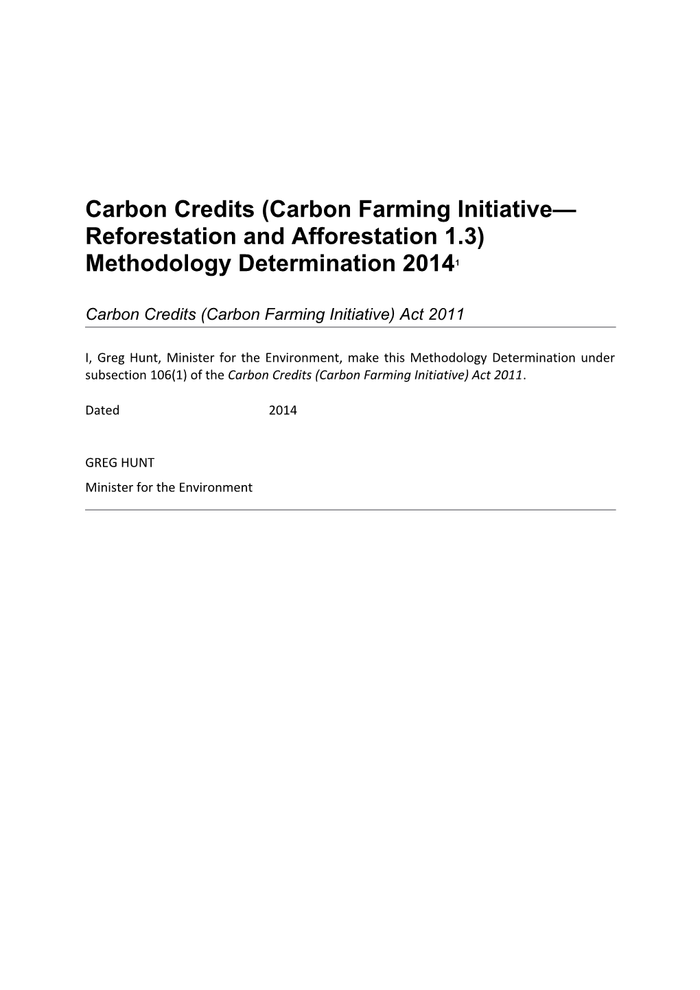 Reforestation: Draft Method Determination