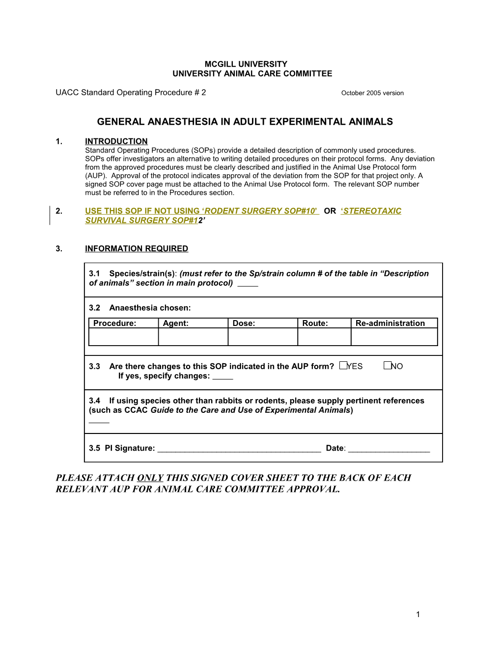 Anaesthesia in Rodents SOP #2