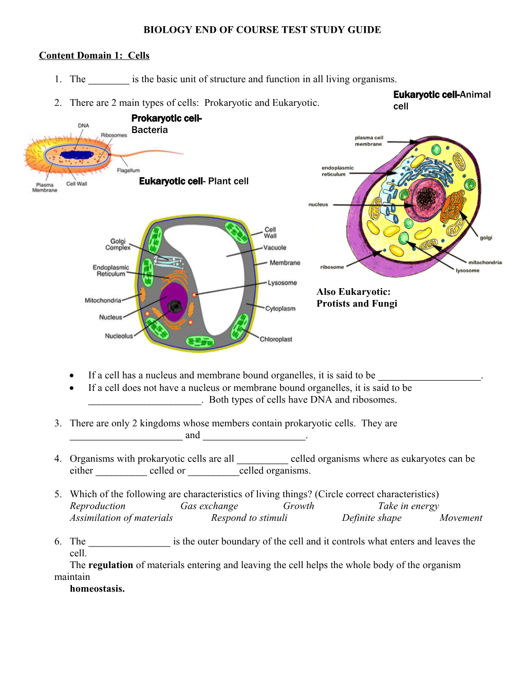Biology End of Course Test Study Guide s1