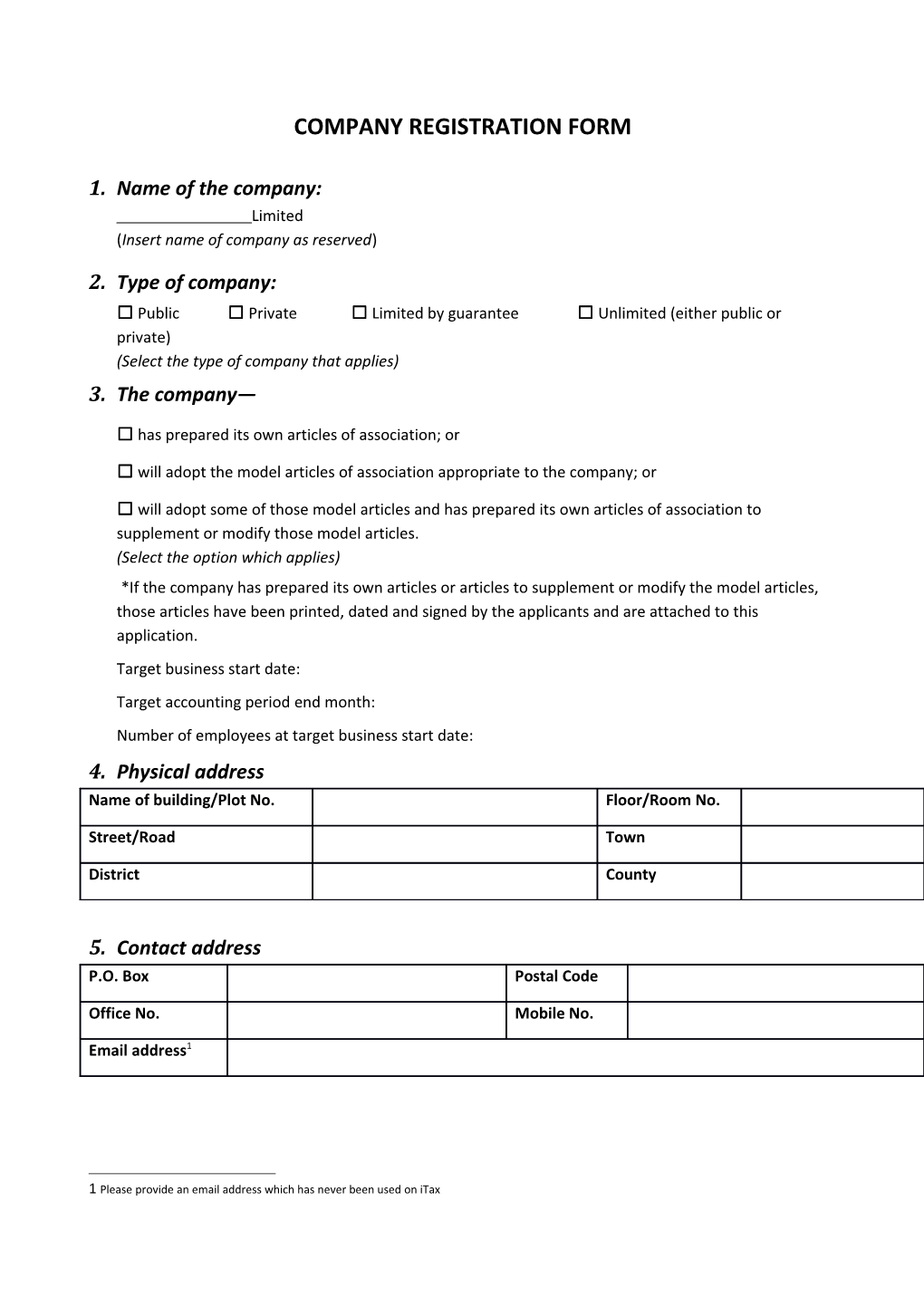 Company Registration Form