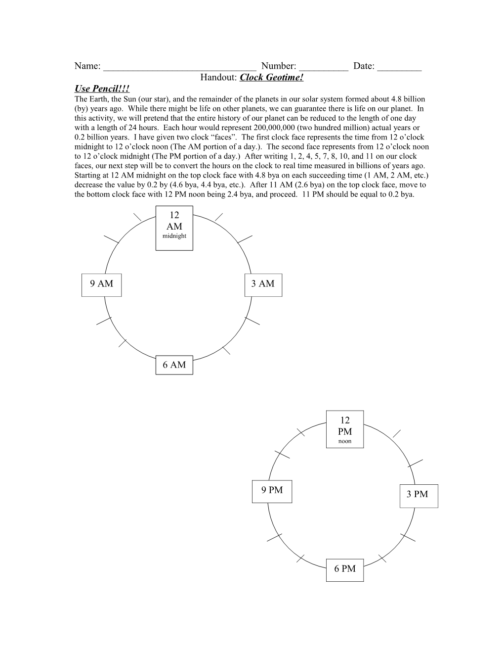 Handout: Clock Geotime!