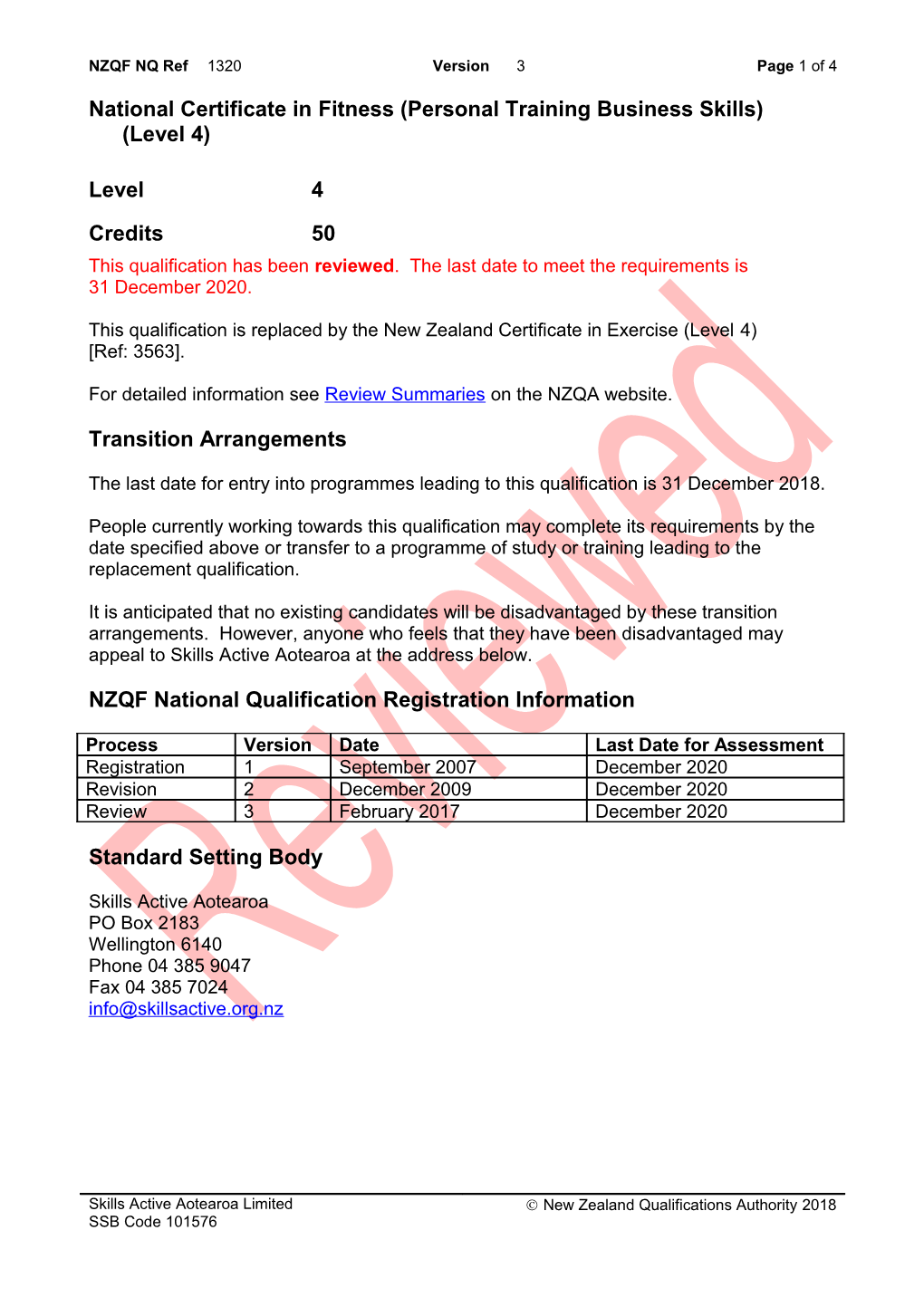 1320 National Certificate in Fitness (Personal Training Business Skills) (Level 4)