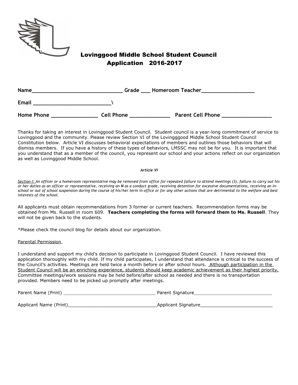 Smitha Middle School Student Government