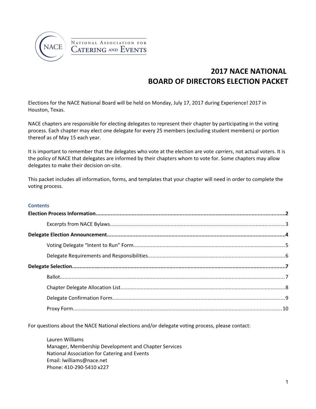 Board of Directors Election Packet