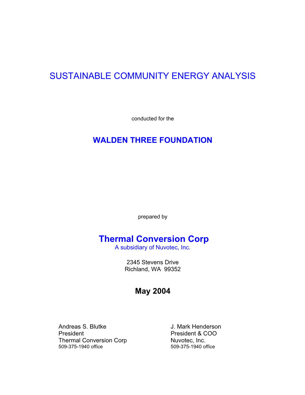 Sustainable Community Energy Analysis