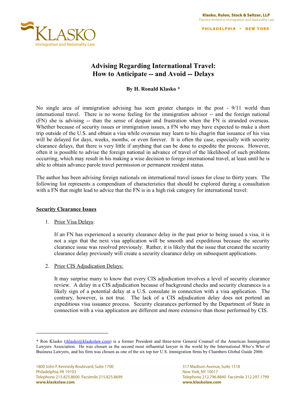 Advising Regarding International Travel - How to Anticipate (ADVISI 1;1)
