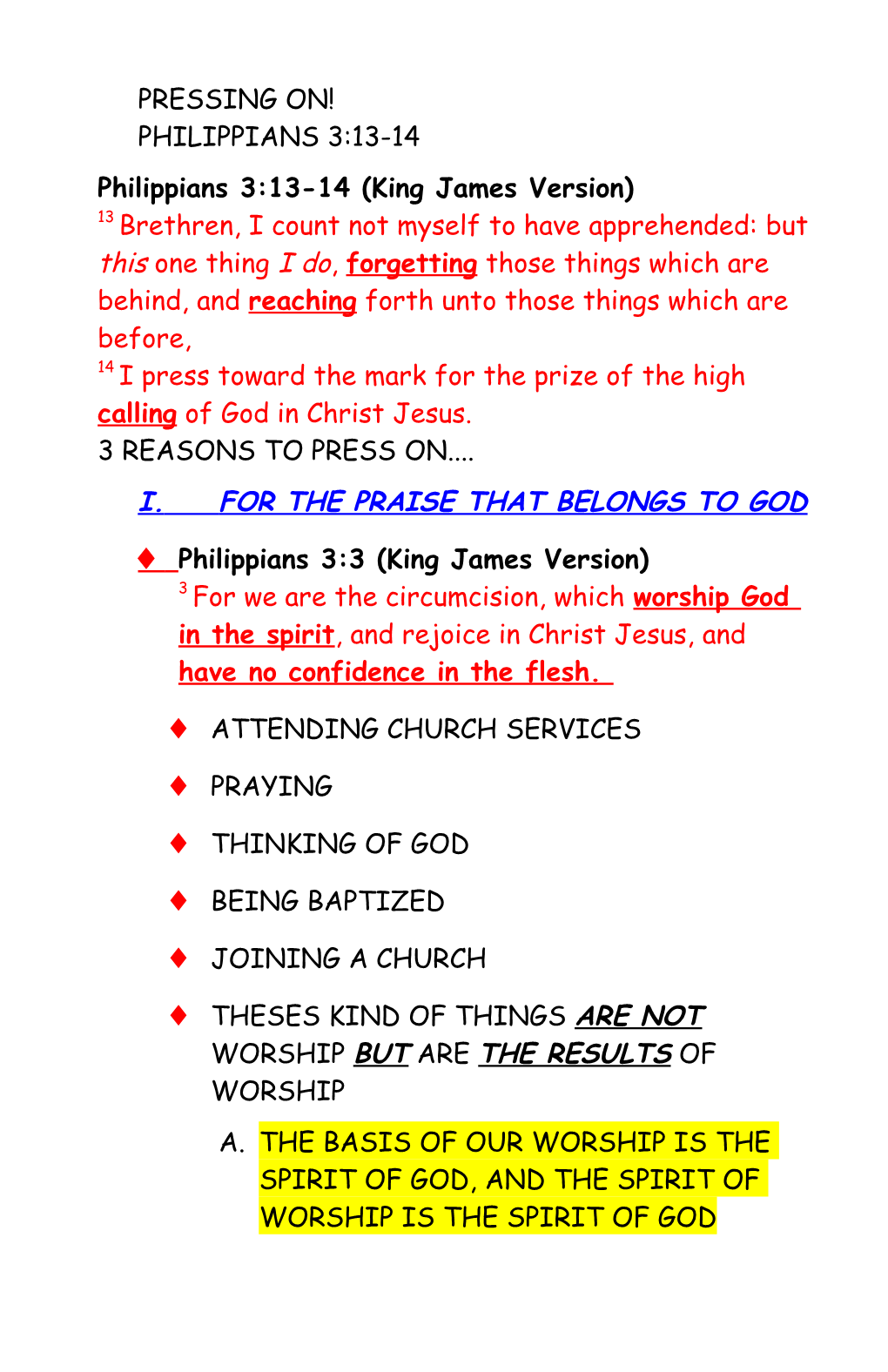 PRESSING ON! Philippians 3:13-14