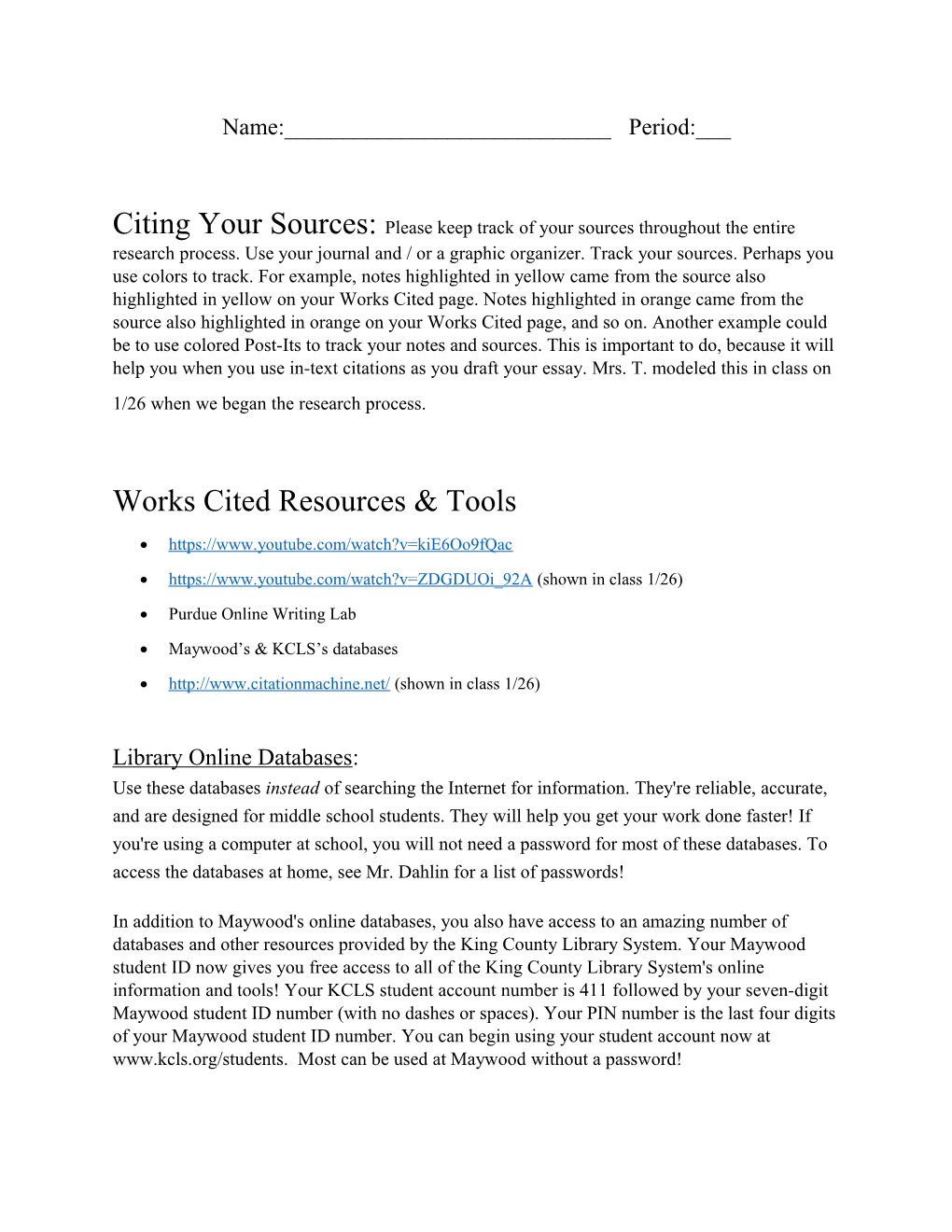 Works Cited Resources & Tools