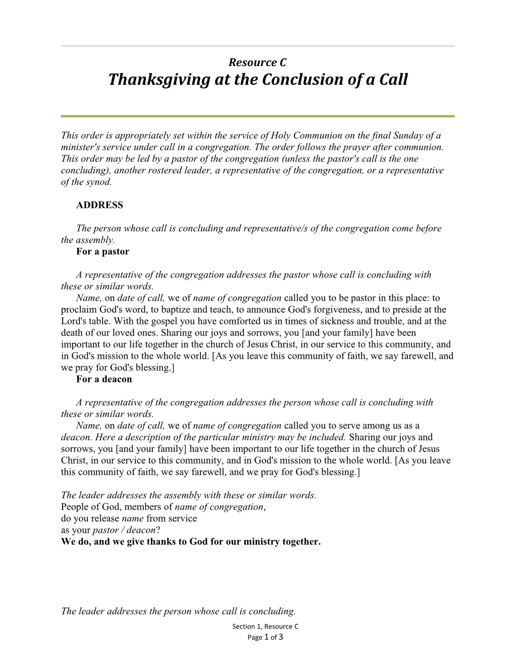 Thanksgiving at the Conclusion of a Call