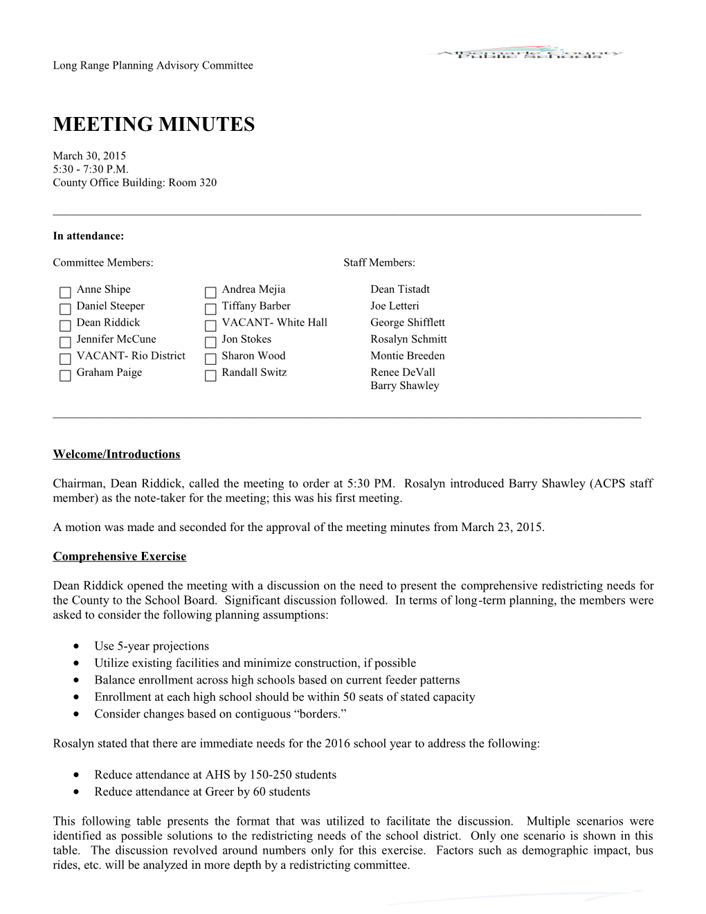 Long Range Planning Advisory Committee