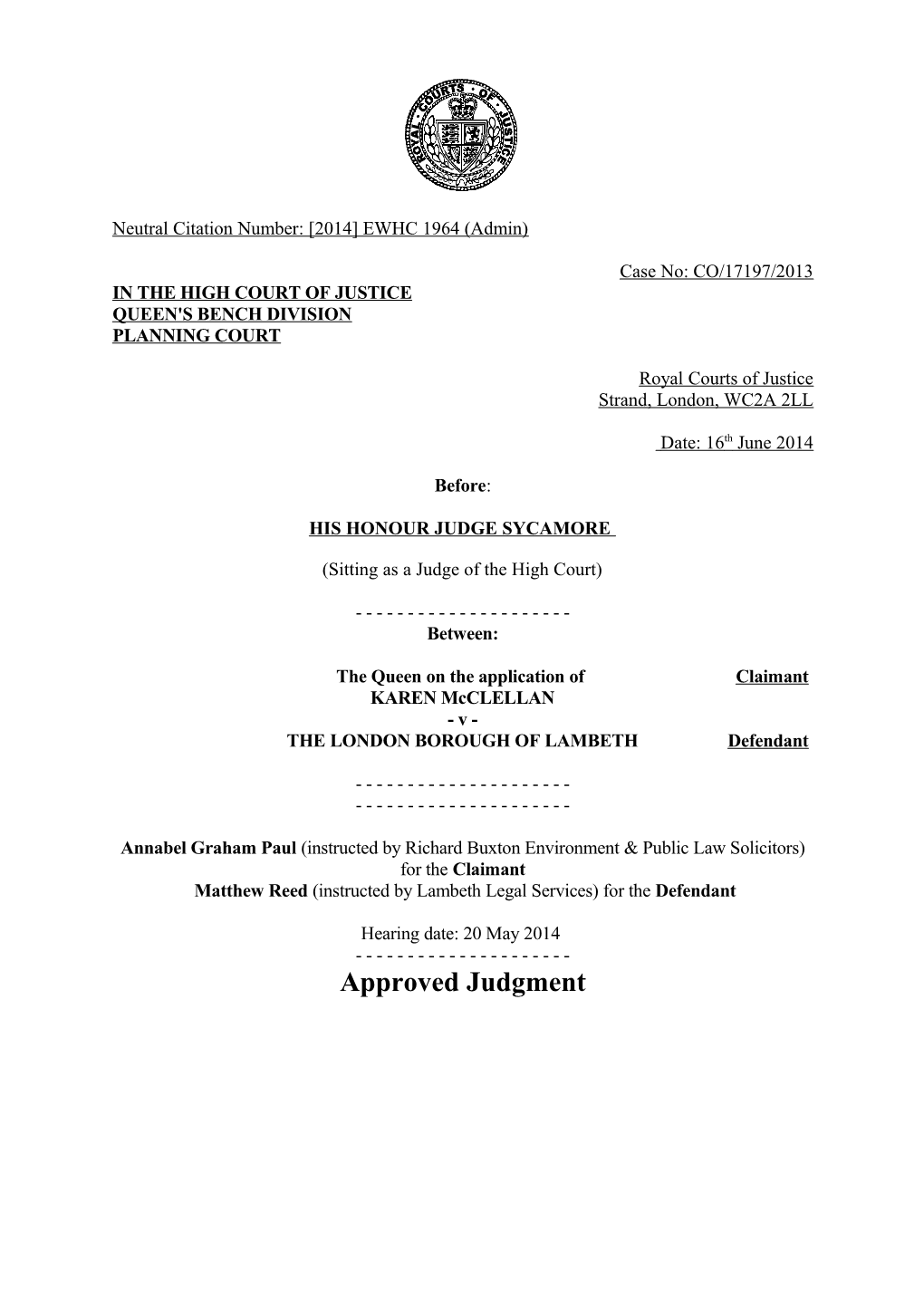 High Court Judgment Template s23