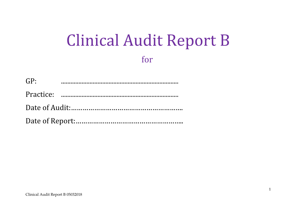 Clinical Audit Report B