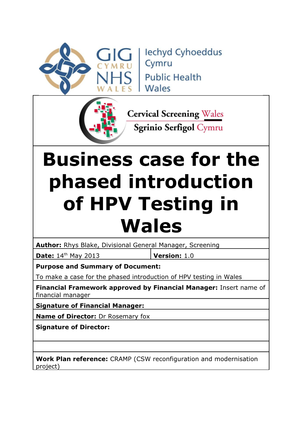 HPV Testing Business Case
