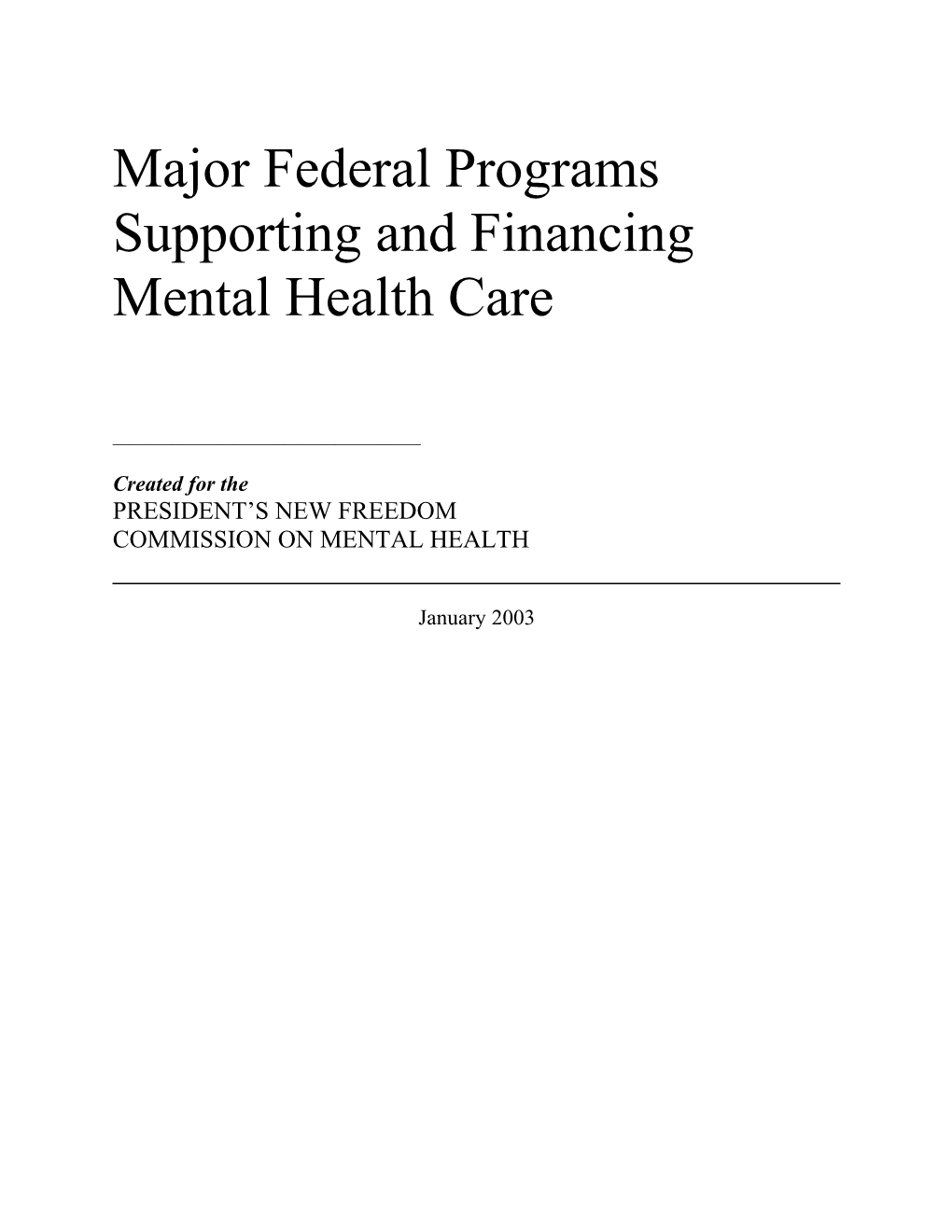 Federal Programs Eligibility Analysis
