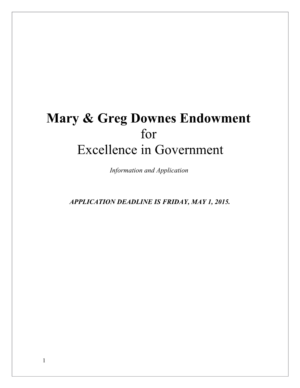 Mary & Greg Downes Endowment