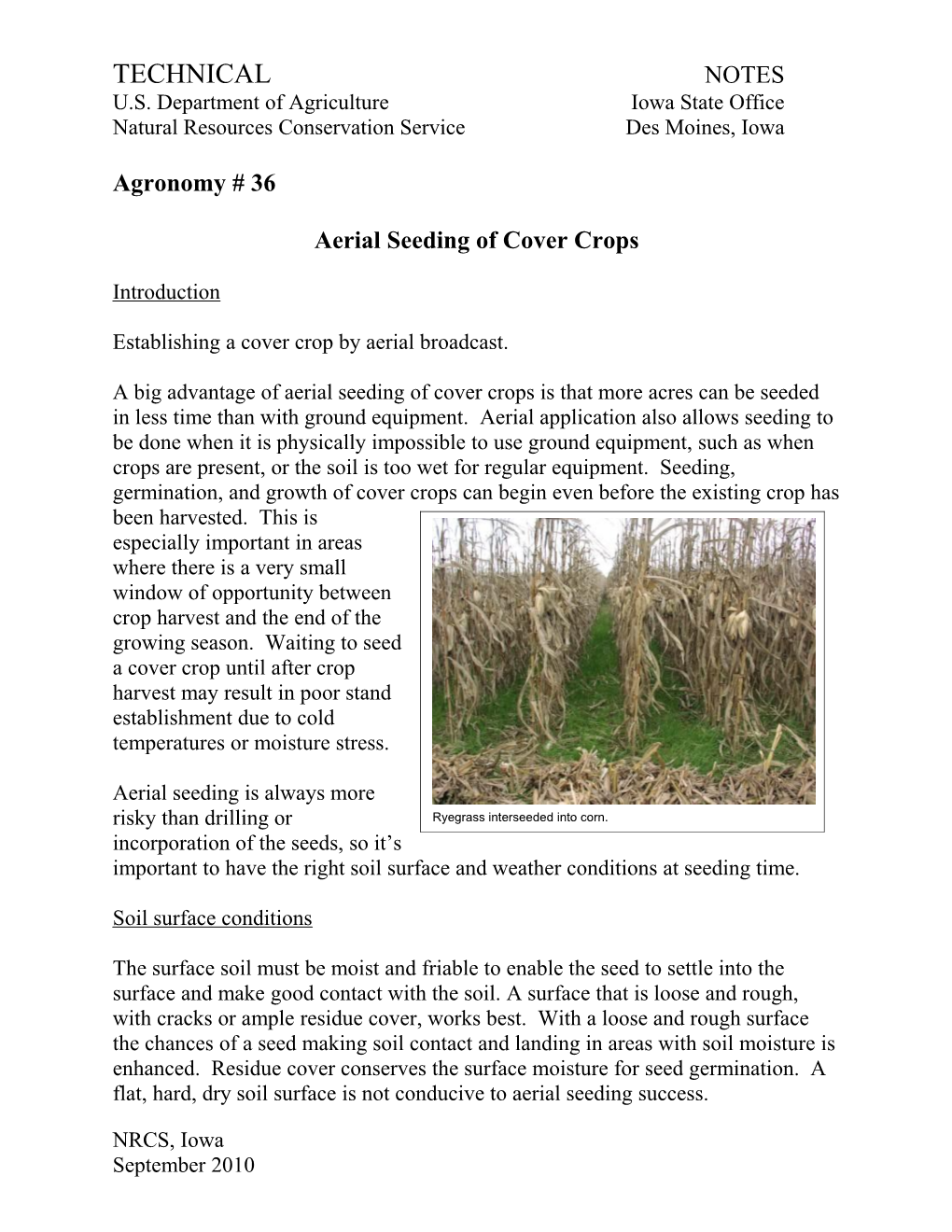 Aerial Seeding of Cover Crops