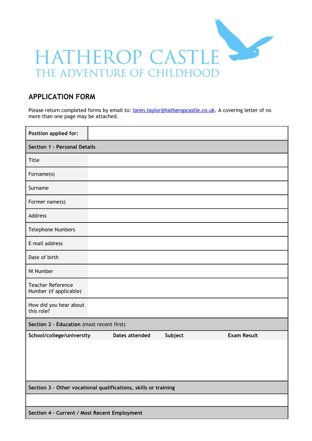 Emp Team: Schools Recruitment - Application Form V2