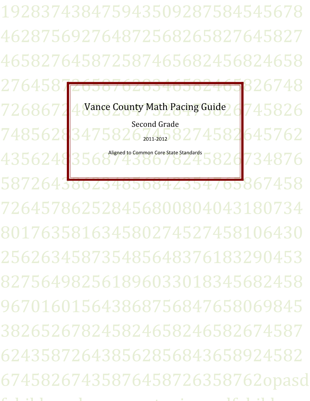 Vance County Math Pacing Guide