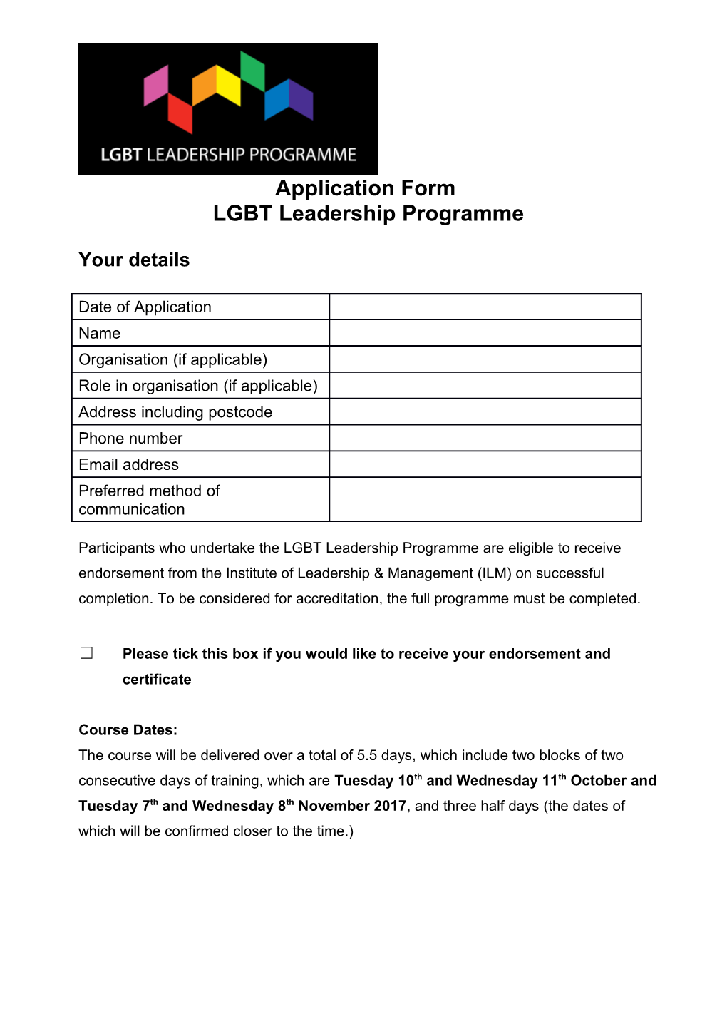 LGBT Leadership Programme