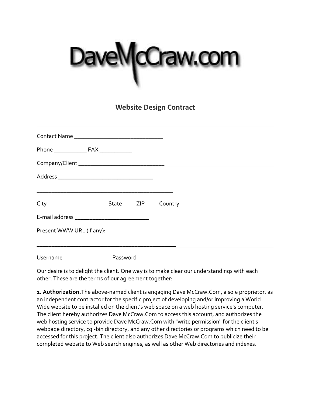 Website Design Contract