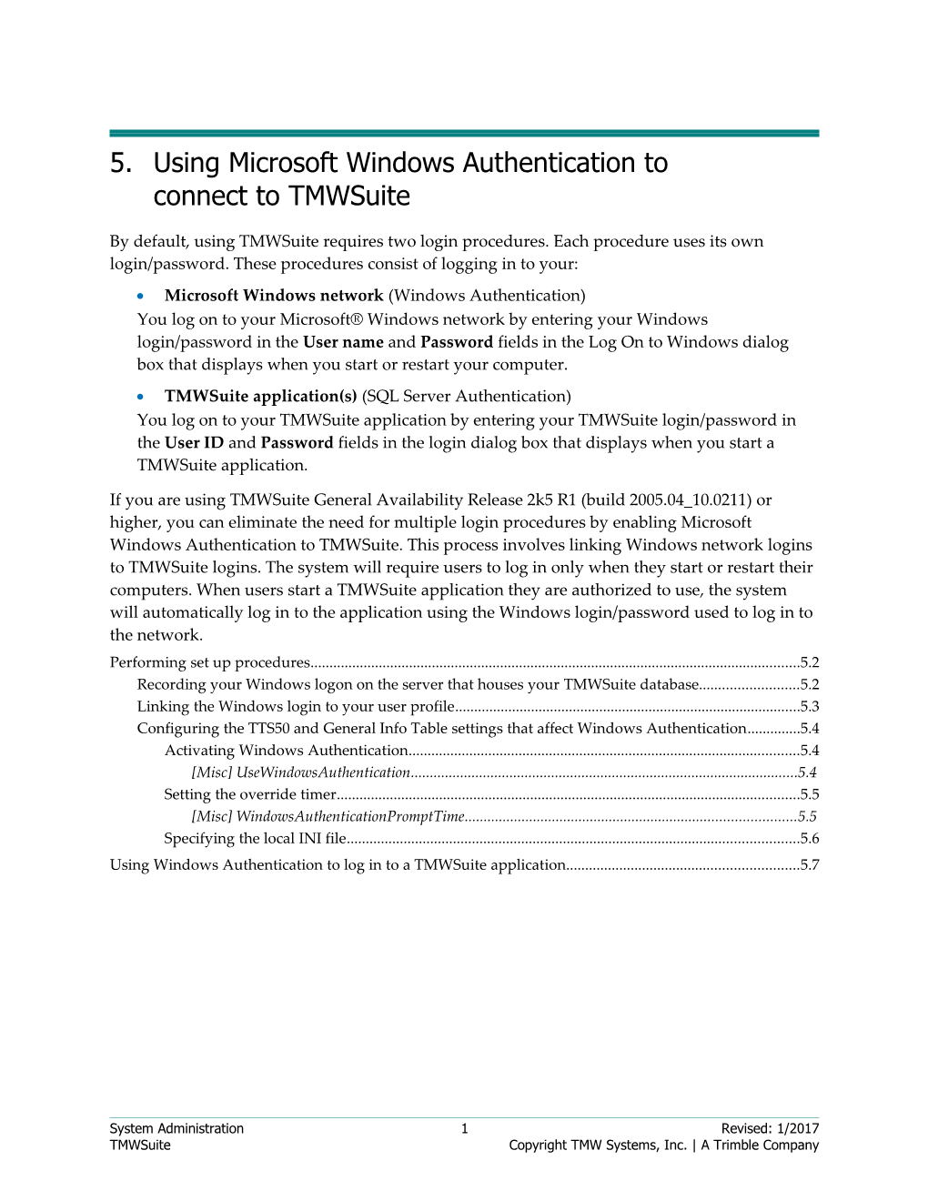 Using Microsoft Windows Authentication to Connect to Tmwsuite