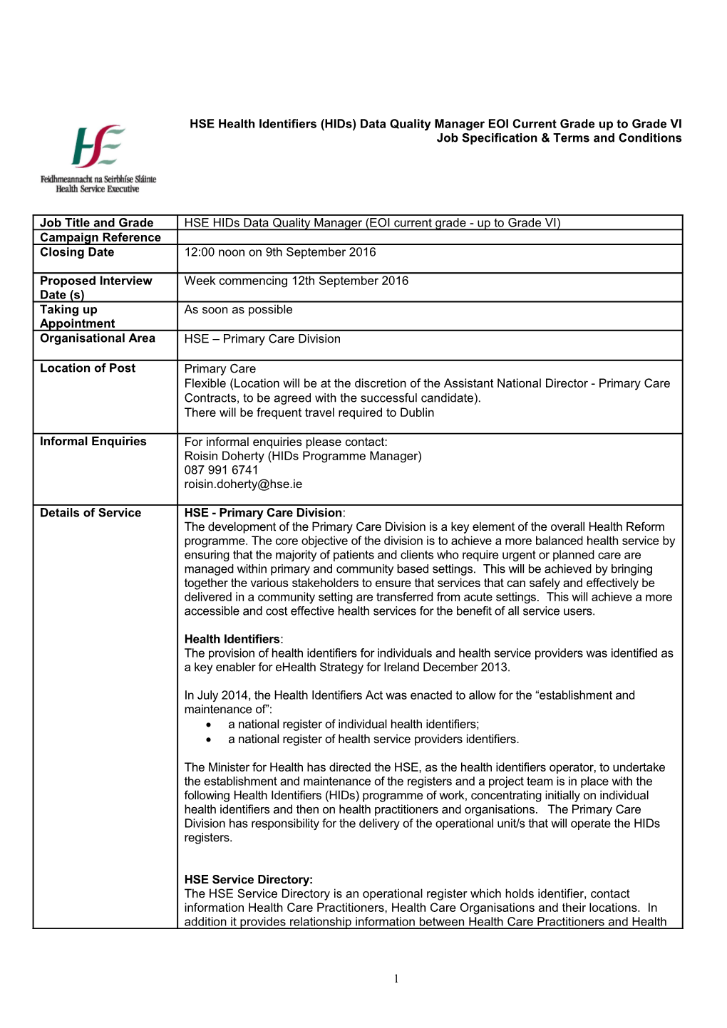 Job Specification & Terms and Conditions s6