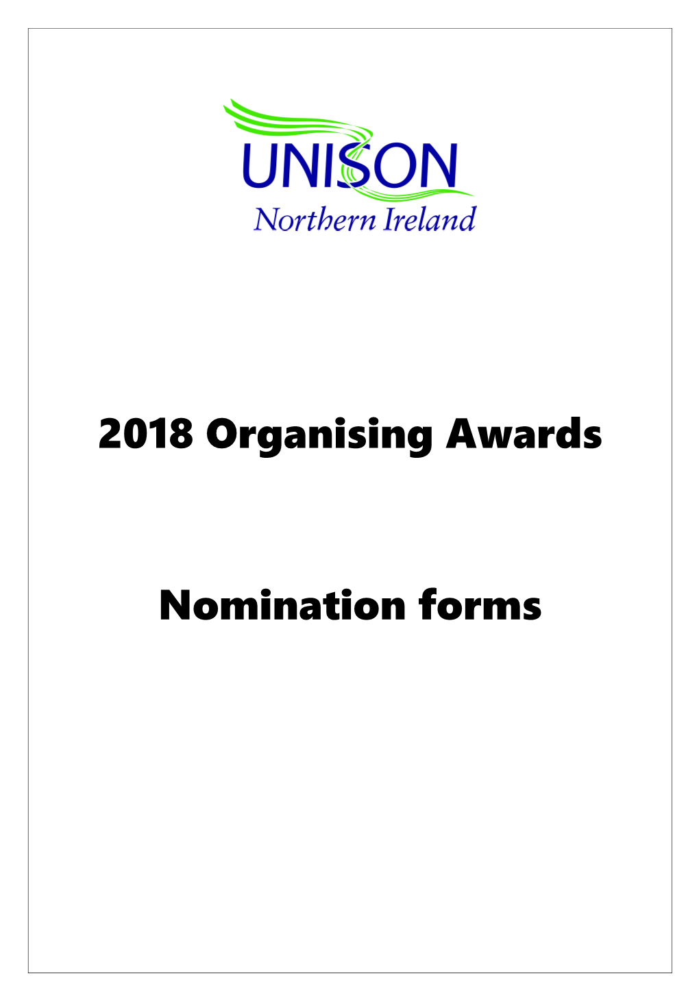 2018 Organising Awards