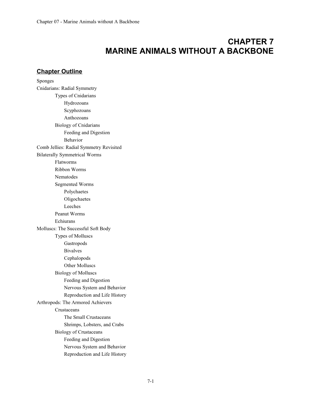 Chapter 07 - Marine Animals Without a Backbone