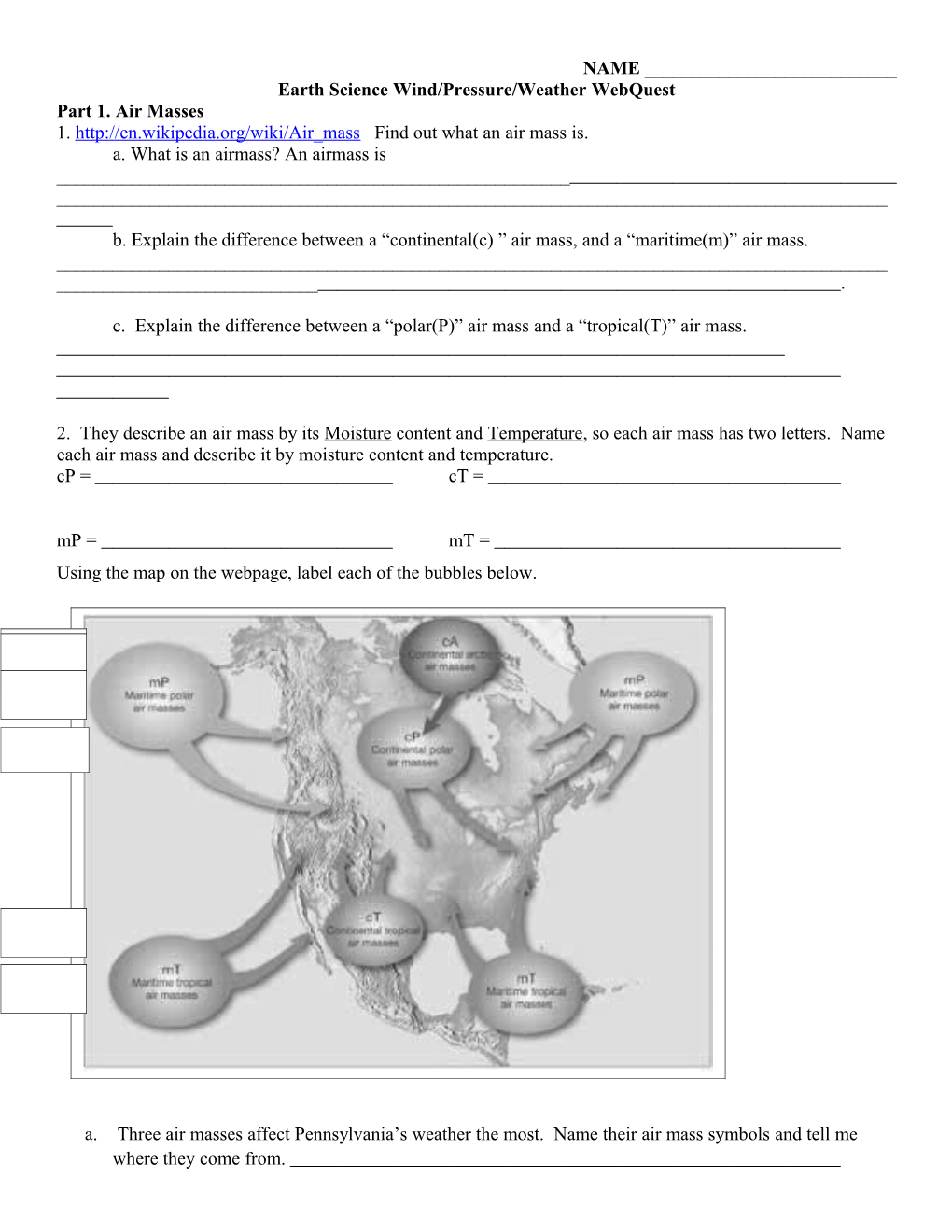 Earth Science Wind/Pressure/Weather Webquest s2