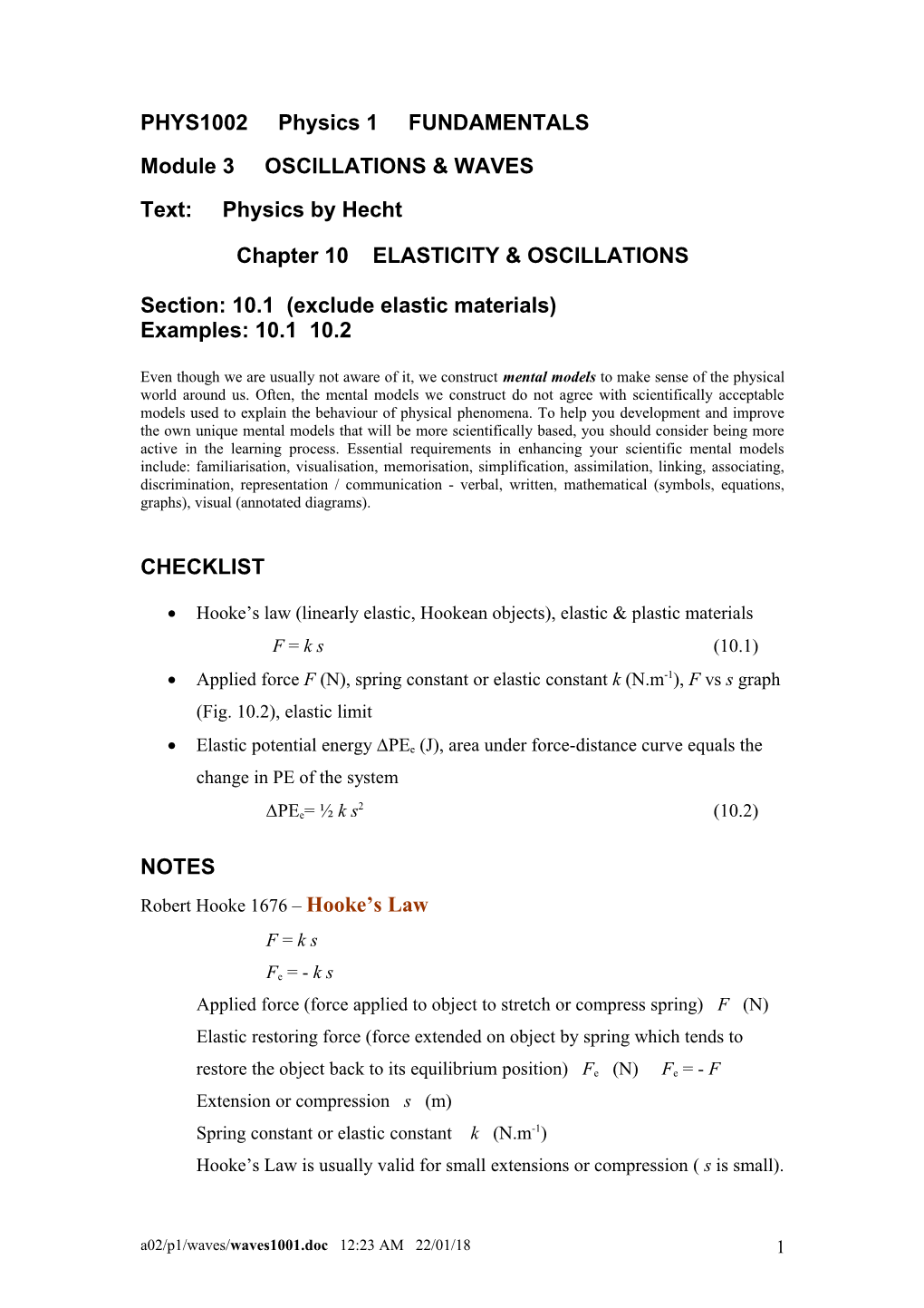 PHYS1002 Physics 1 FUNDAMENTALS s1