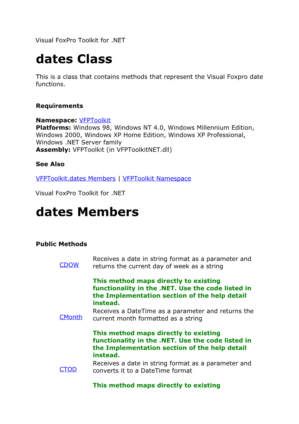 This Is a Class That Contains Methods That Represent the Visual Foxpro Date Functions