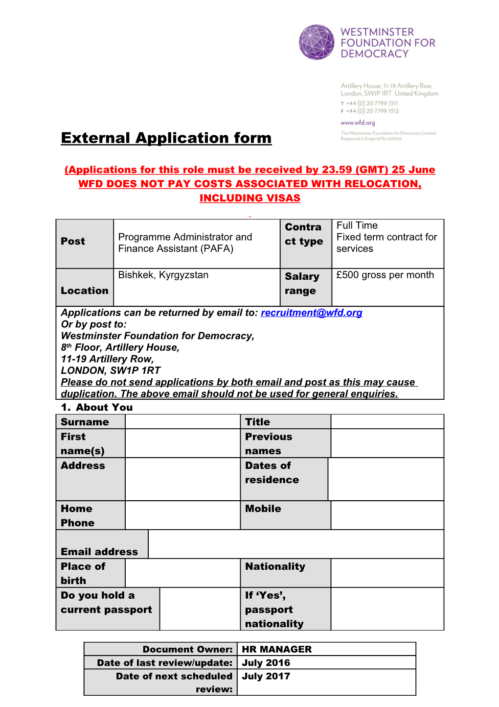 Recruitment Application Form s1