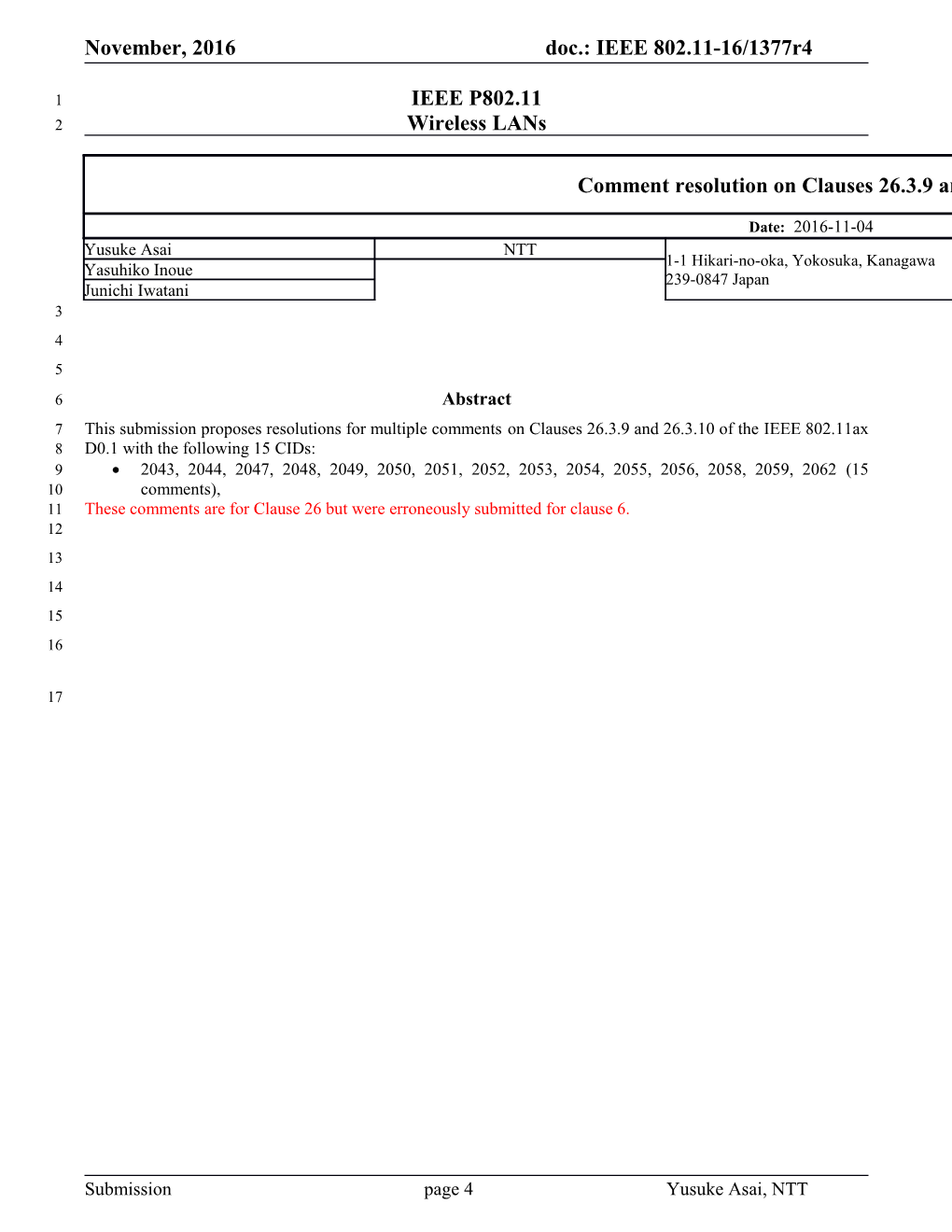 These Comments Are for Clause 26 but Were Erroneously Submitted for Clause 6