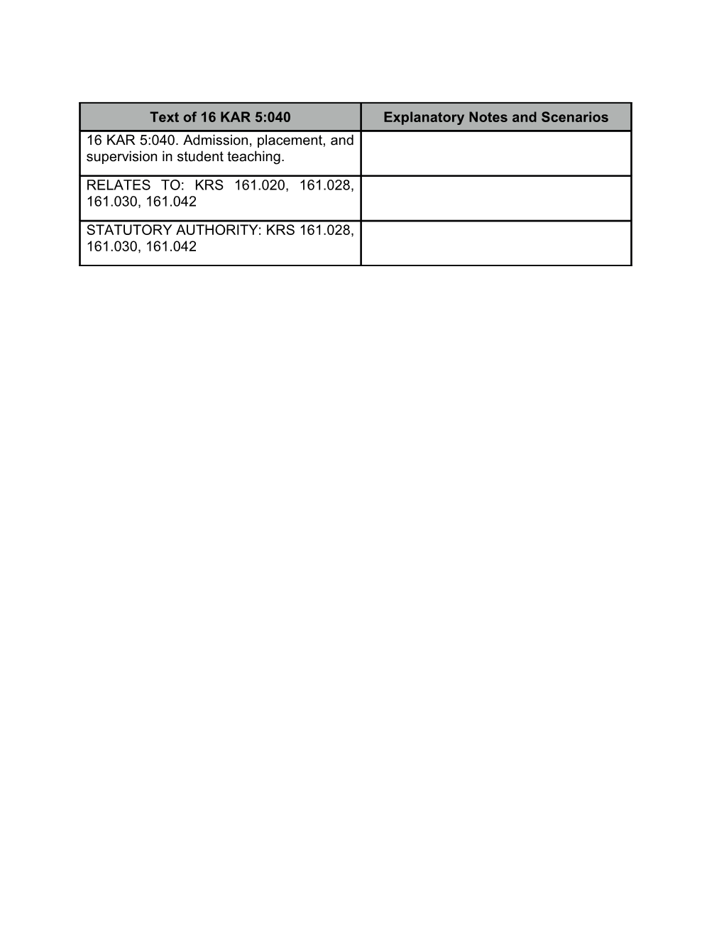 Explanatory Notes and Scenarios