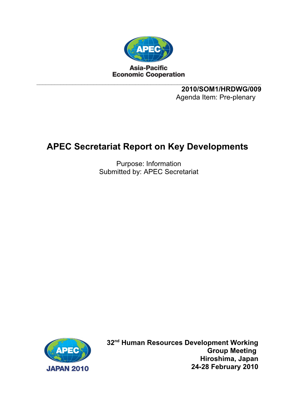 APEC Secretariat Report on Key Developments