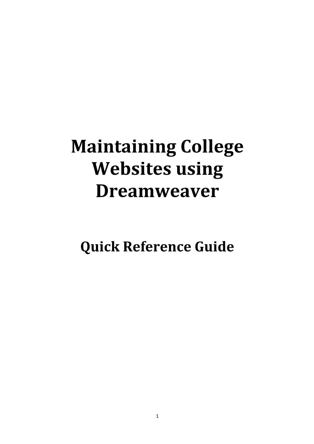 Maintaining College Websites Using Dreamweaver