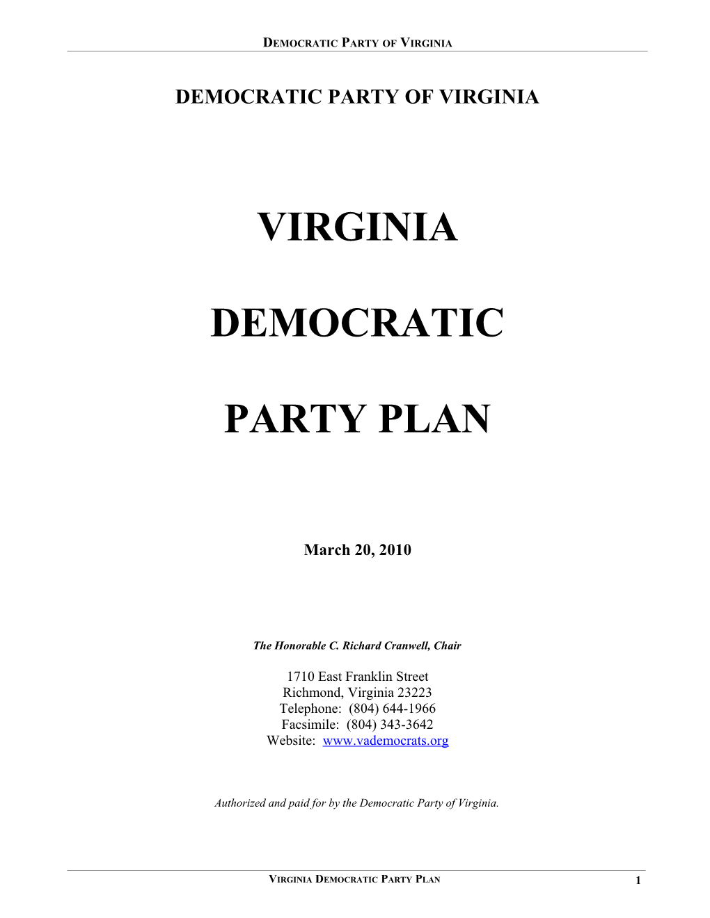 Virginia Democratic Party Plan