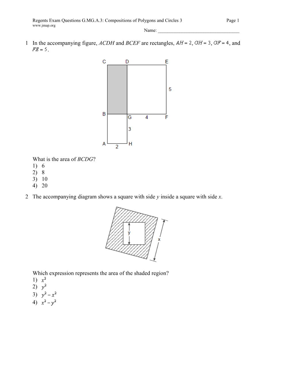 Regents Exam Questions G.MG.A.3: Compositions of Polygons and Circles 3 Page 5
