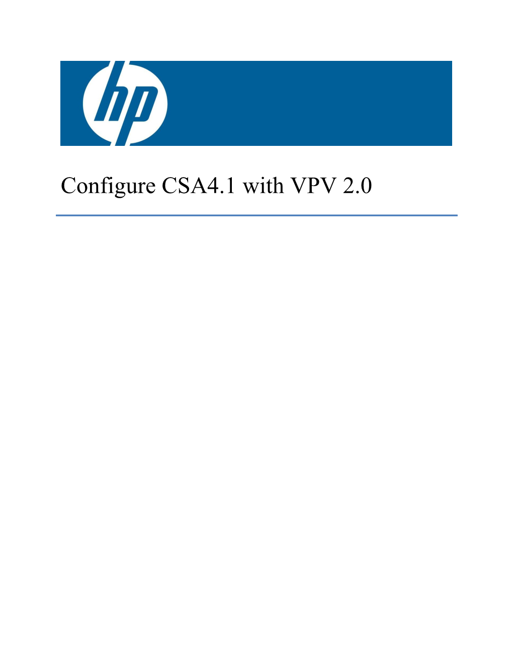 Configure CSA4.1 with VPV 2.0