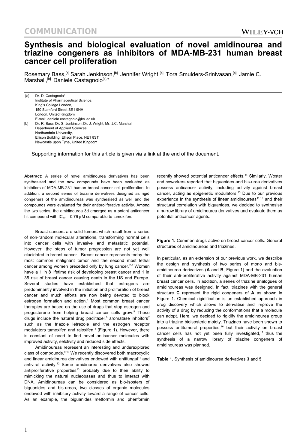 Synthesis and Biological Evaluation of Novel Amidinourea and Triazine Congeners As Inhibitors