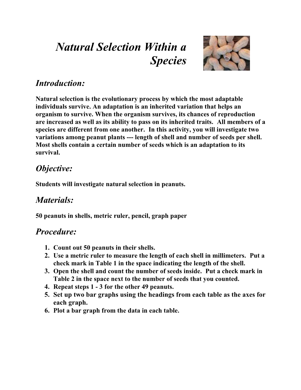 Students Will Investigate Natural Selection in Peanuts